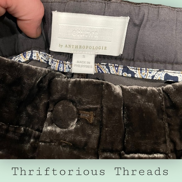 Anthropologie ETT:TWA Cropped Cuffed Velour Pants - Picture 7 of 8